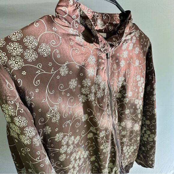 Vintage Outbrook Brown Floral Zip-Up Jacket - Picture 3 of 5